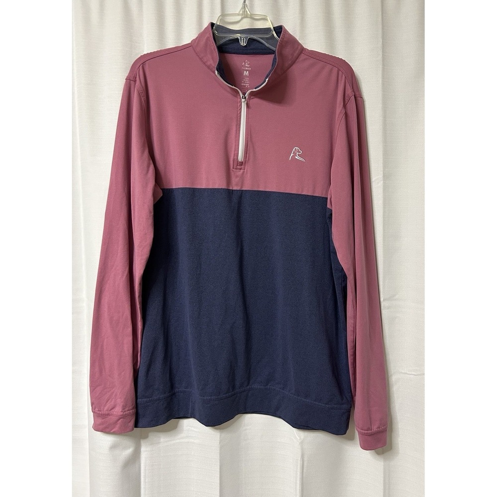 Rhoback Pullover Mens Pink Blue Colorblock Performance Quarter Zip Q-Zip M